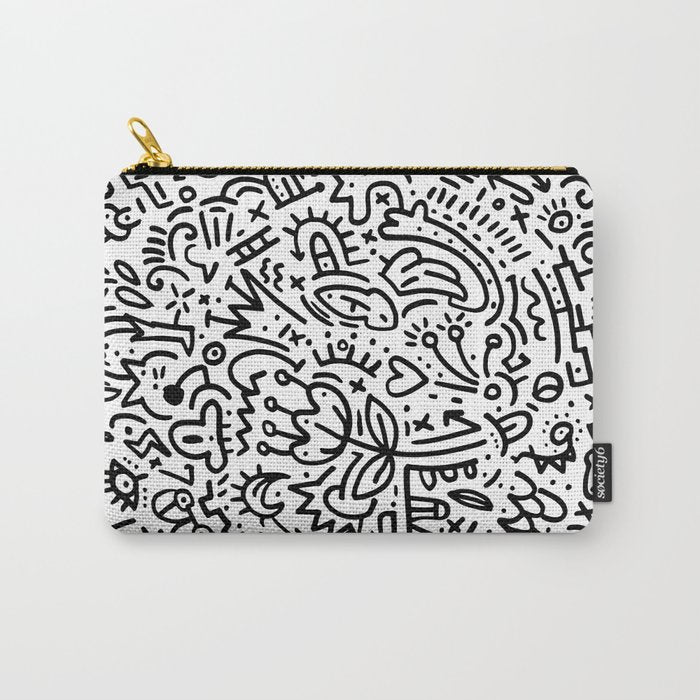 Graffiti sketch black and white drawing doodle pop art  Carry All Pouch Gallery Image 1