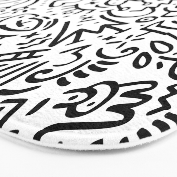 Graffiti sketch black and white drawing doodle pop art  Bath Mat Gallery Image 3