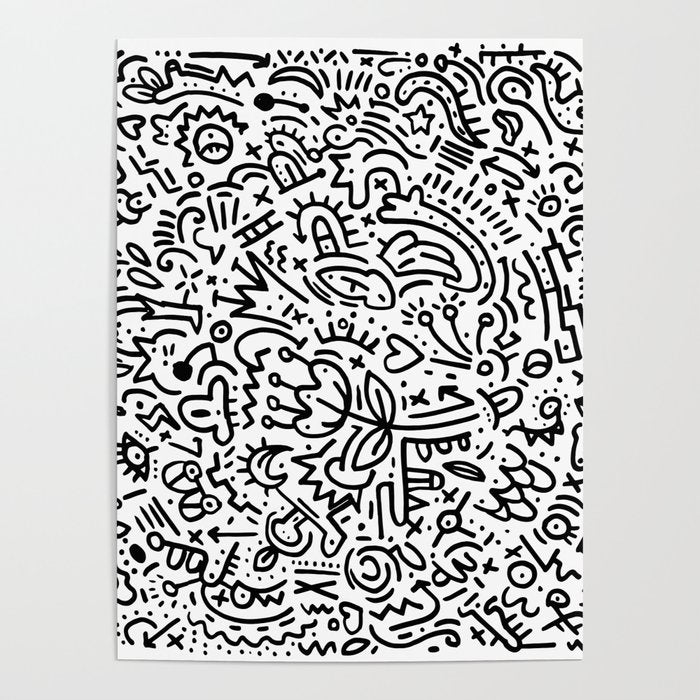 Graffiti sketch black and white drawing doodle pop art  Poster Gallery Image 1