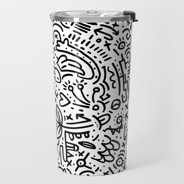 Graffiti sketch black and white drawing doodle pop art  Travel Mug Gallery Image 2