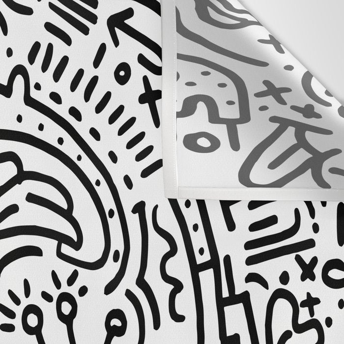 Graffiti sketch black and white drawing doodle pop art  Wall Tapestry Gallery Image 3