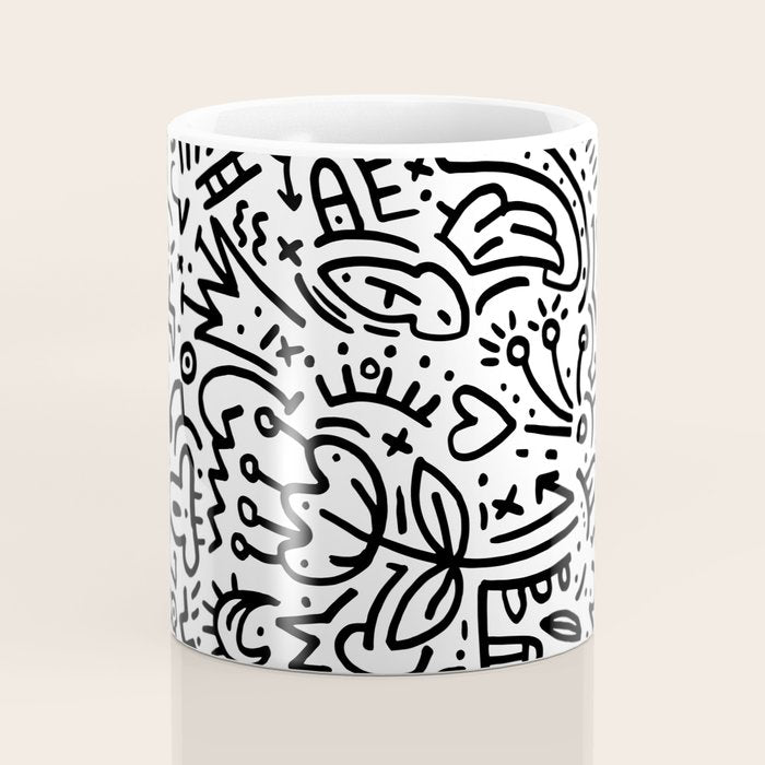 Graffiti sketch black and white drawing doodle pop art  Coffee Mug Gallery Image 4