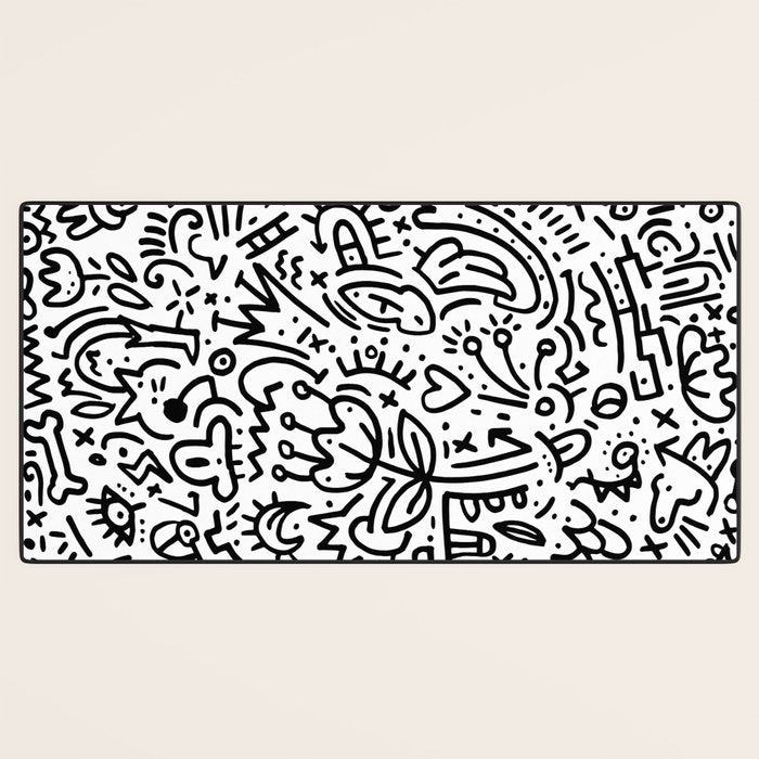 Graffiti sketch black and white drawing doodle pop art  Desk Mat Gallery Image 3