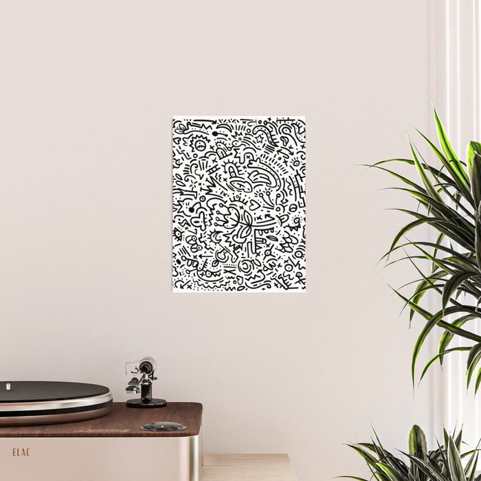 Graffiti sketch black and white drawing doodle pop art  Poster Gallery Image 2