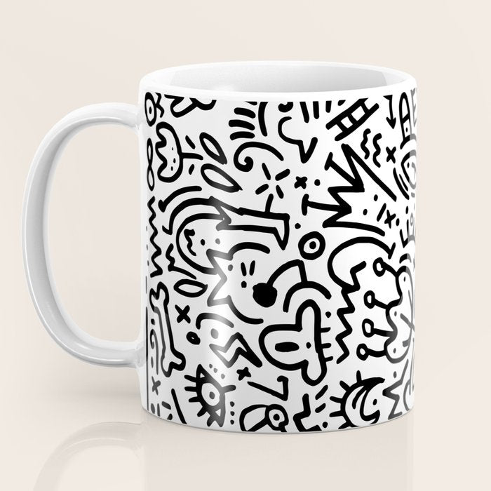 Graffiti sketch black and white drawing doodle pop art  Coffee Mug Gallery Image 3