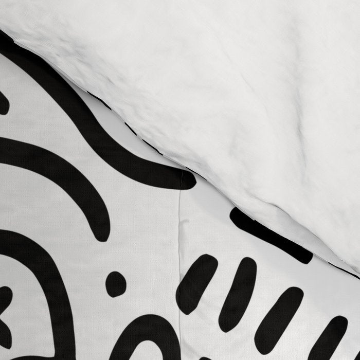 Graffiti sketch black and white drawing doodle pop art  Comforter Gallery Image 4