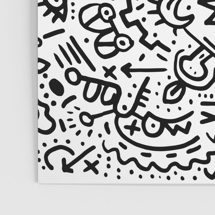 Graffiti sketch black and white drawing doodle pop art  Poster Gallery Image 3