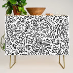 Graffiti sketch black and white drawing doodle pop art  Credenza Gallery Image 1