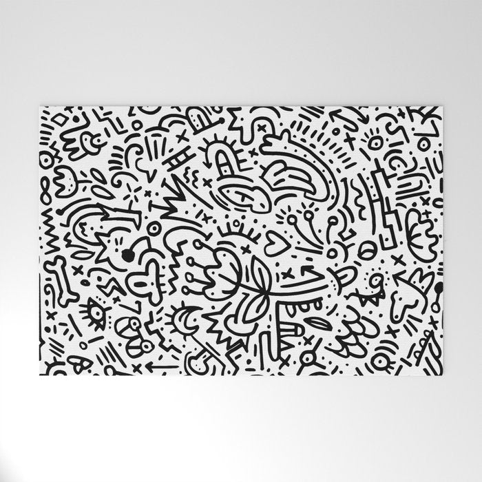 Graffiti sketch black and white drawing doodle pop art  Welcome Mat Gallery Image 1