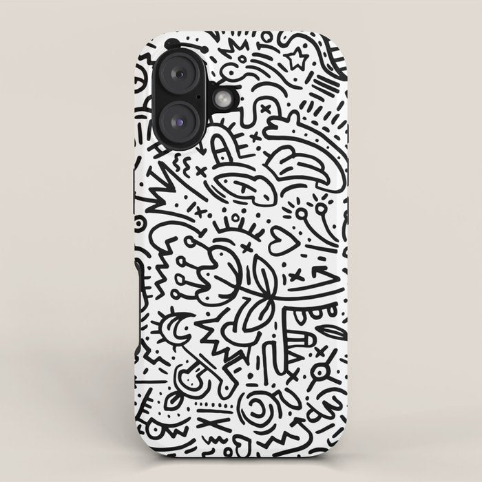 Graffiti sketch black and white drawing doodle pop art  iPhone Case Gallery Image 1
