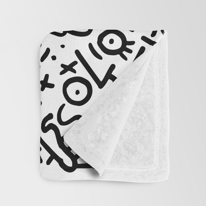 Graffiti sketch black and white drawing doodle pop art  Throw Blanket Gallery Image 3