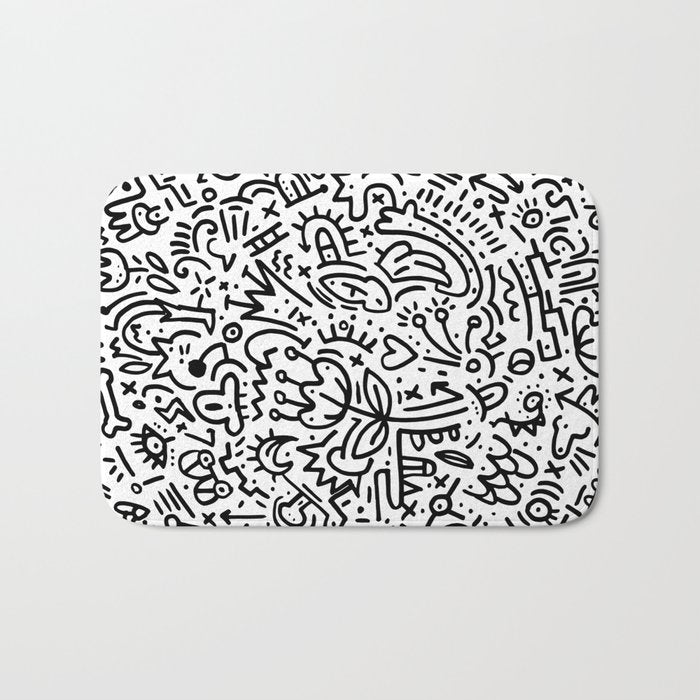 Graffiti sketch black and white drawing doodle pop art  Bath Mat Gallery Image 1