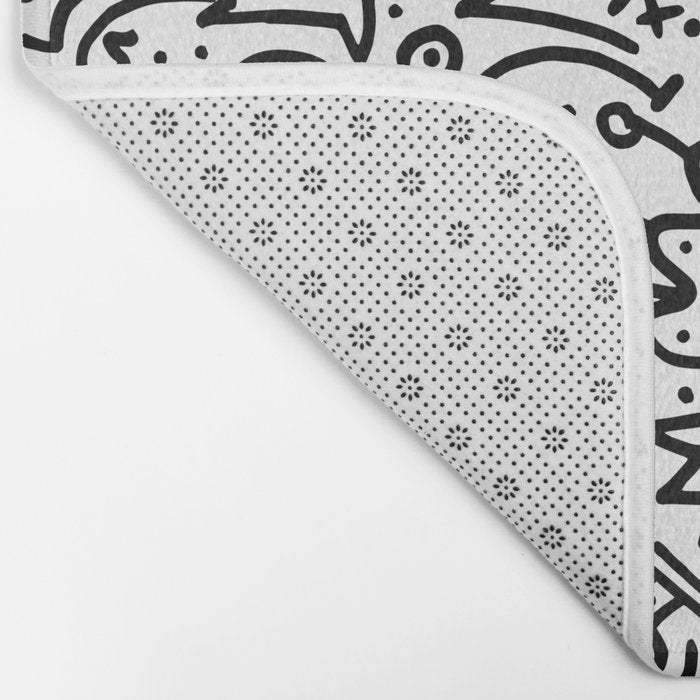 Graffiti sketch black and white drawing doodle pop art  Bath Mat Gallery Image 2