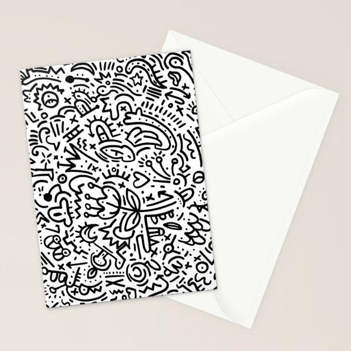 Graffiti sketch black and white drawing doodle pop art  Stationery Card Gallery Image 2