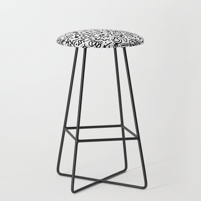 Graffiti sketch black and white drawing doodle pop art  Stool Gallery Image 1