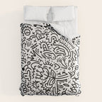 Graffiti sketch black and white drawing doodle pop art  Duvet Cover Gallery Image 6
