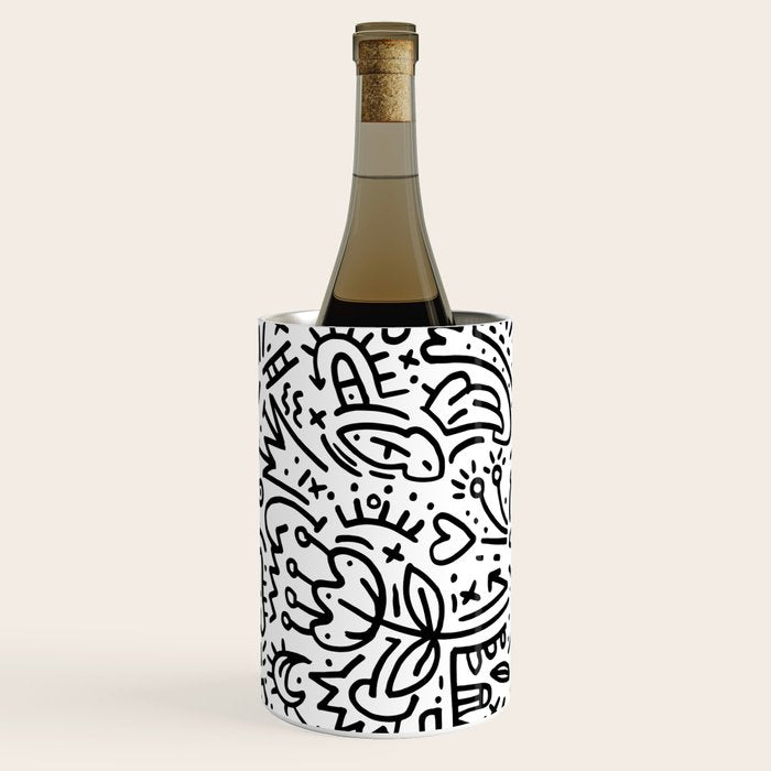 Graffiti sketch black and white drawing doodle pop art  Wine Chiller Gallery Image 1