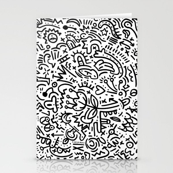Graffiti sketch black and white drawing doodle pop art  Stationery Card Gallery Image 1
