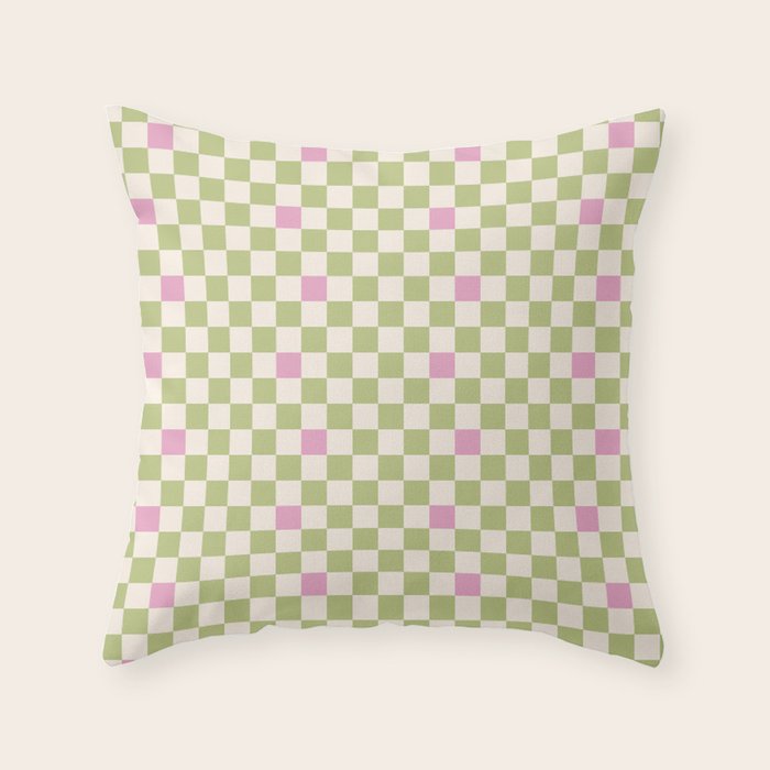 Checked - Strawberries And Mint Throw Pillow Gallery Image 1