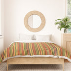 Retro 50s 60s 70s Stripes Narrow Vertical Brown Orange Avocado Green Pattern Duvet Cover Gallery Image 3