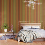 Retro 50s 60s 70s Stripes Narrow Vertical Brown Orange Avocado Green Pattern Wallpaper Gallery Image 3