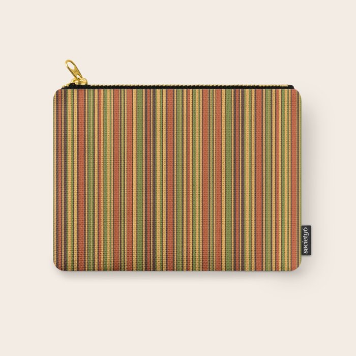 Retro 50s 60s 70s Stripes Narrow Vertical Brown Orange Avocado Green Pattern Carry All Pouch Gallery Image 1