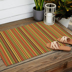 Retro 50s 60s 70s Stripes Narrow Vertical Brown Orange Avocado Green Pattern Outdoor Rug Gallery Image 2