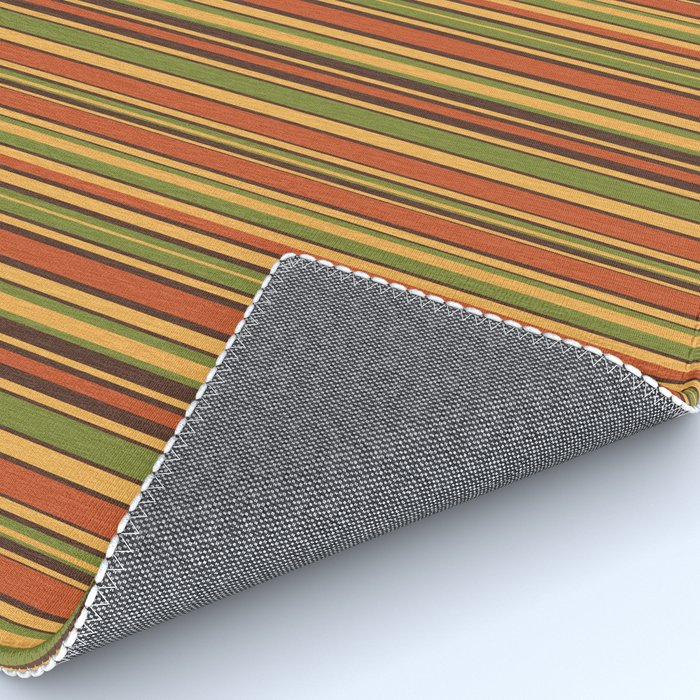 Retro 50s 60s 70s Stripes Narrow Vertical Brown Orange Avocado Green Pattern Rug Gallery Image 4