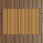 Retro 50s 60s 70s Stripes Narrow Vertical Brown Orange Avocado Green Pattern Outdoor Rug Gallery Image 1