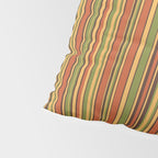 Retro 50s 60s 70s Stripes Narrow Vertical Brown Orange Avocado Green Pattern Pillow Sham Gallery Image 4