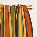 Retro 50s 60s 70s Stripes Narrow Vertical Brown Orange Avocado Green Pattern Window Curtain Gallery Image 2