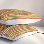 Retro 50s 60s 70s Stripes Narrow Vertical Brown Orange Avocado Green Pattern Pillow Sham Gallery Image 3