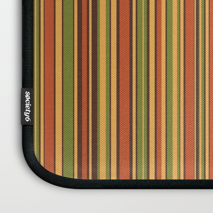 Retro 50s 60s 70s Stripes Narrow Vertical Brown Orange Avocado Green Pattern Laptop Sleeve Gallery Image 3