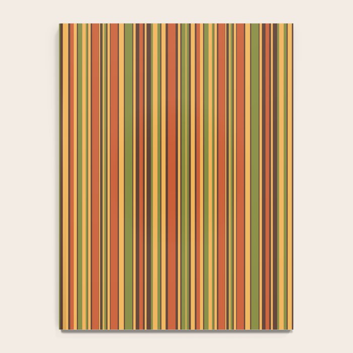 Retro 50s 60s 70s Stripes Narrow Vertical Brown Orange Avocado Green Pattern Notebook Gallery Image 4