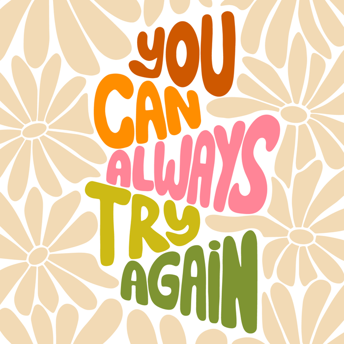 Retro Floral Lettering - You can always try again Coffee Mug Gallery Image 2