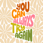 Retro Floral Lettering - You can always try again Coffee Mug Gallery Image 2