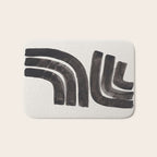 Don't Go Mid Century Modern Minimalist Black Ink Painting Funky Tribal Art Bath Mat Gallery Image 1
