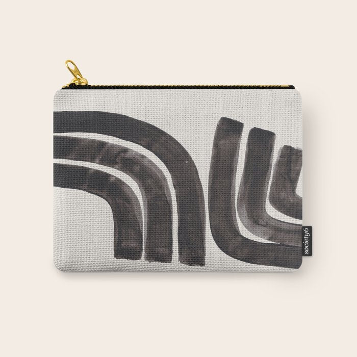 Don't Go Mid Century Modern Minimalist Black Ink Painting Funky Tribal Art Carry All Pouch Gallery Image 1