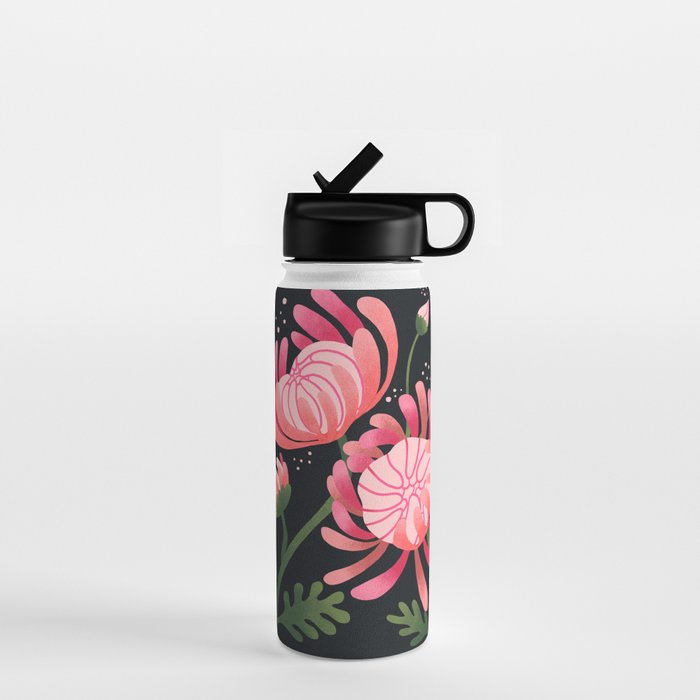 Abstract Mum Flowers // Protea // Peonies Water Bottle Gallery Image 1