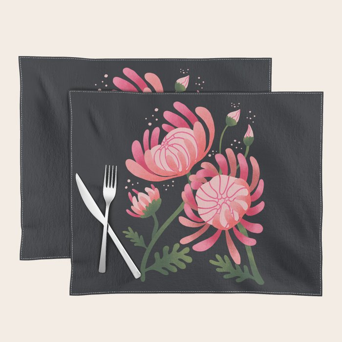 Abstract Mum Flowers // Protea // Peonies Placemat Gallery Image 1