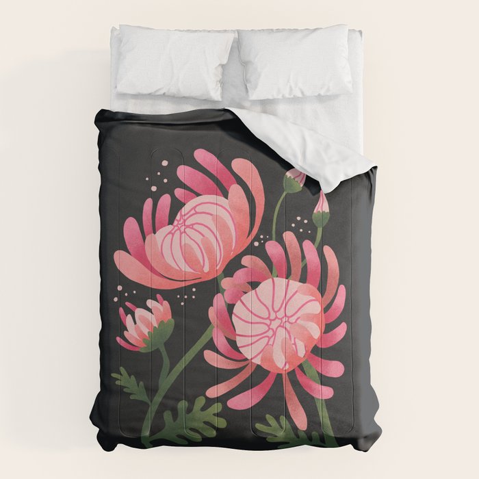Abstract Mum Flowers // Protea // Peonies Comforter Gallery Image 6