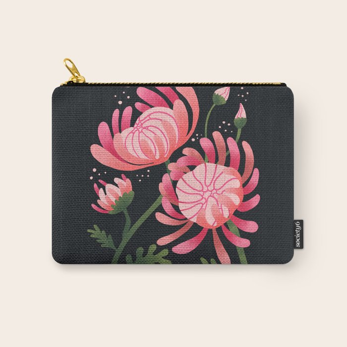Abstract Mum Flowers // Protea // Peonies Carry All Pouch Gallery Image 1