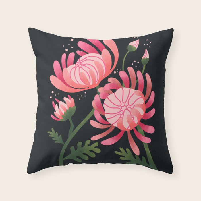 Abstract Mum Flowers // Protea // Peonies Throw Pillow Gallery Image 6