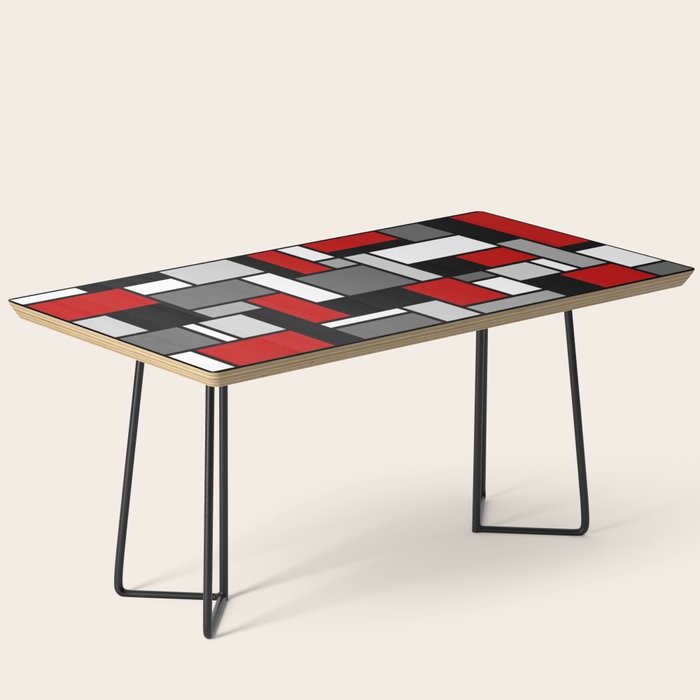 Mid Century Modern Color Blocks in Red, Gray, Black and White Coffee Table Gallery Image 1