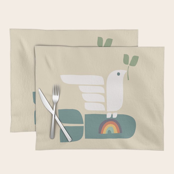 Peace dove and rainbow bomb Placemat Gallery Image 1