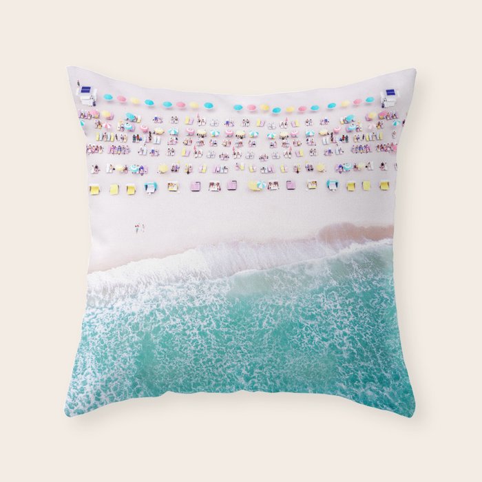 Life is a Beach, Helicopter Aerial Miami Beach Throw Pillow Gallery Image 1