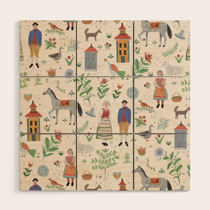 Swedish Folk Art Wood Wall Art Gallery Image 1