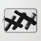 X Black & White Minimalist Abstract Mid century Ink Art Dark Brush Strokes Laptop Sleeve Gallery Image 1