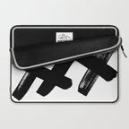 X Black & White Minimalist Abstract Mid century Ink Art Dark Brush Strokes Laptop Sleeve Gallery Image 2