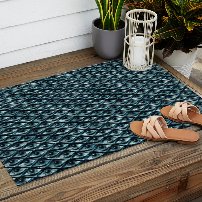 Hypnotized - vintage blue Outdoor Rug Gallery Image 2